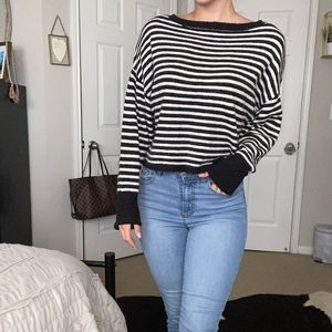 Black and white striped sweater from express size small
